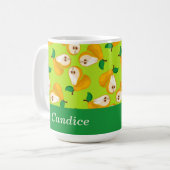 Mug Nom personnalisé perles orange sur vert (Devant gauche)