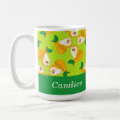 Mug Nom personnalisé perles orange sur vert (Gauche)