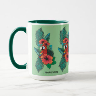 Mug Nom personnalisé Perroquet tropical