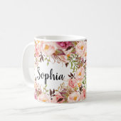 Mug Nom personnalisé personnalisé Floral Boho (Devant gauche)