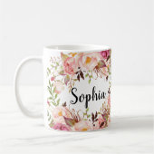 Mug Nom personnalisé personnalisé Floral Boho (Gauche)
