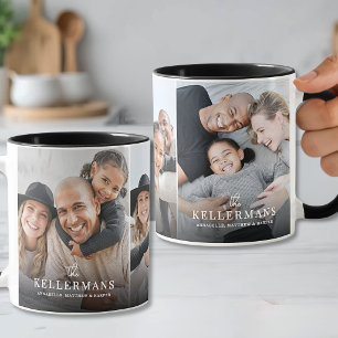 Mug Nom personnalisé Photo de famille simple
