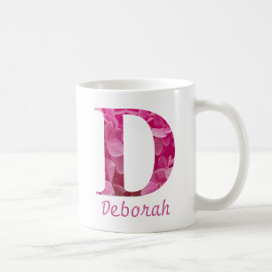 Mug Nom personnalisé Pink Floral Alphabet Lettre "D" M