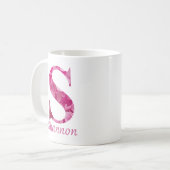 Mug Nom personnalisé Pink Floral Alphabet Lettre "S" M (Devant gauche)