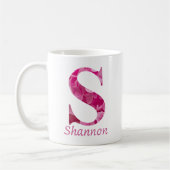 Mug Nom personnalisé Pink Floral Alphabet Lettre "S" M (Gauche)