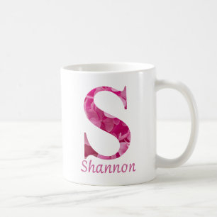 Mug Nom personnalisé Pink Floral Alphabet Lettre "S" M