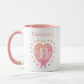 Mug Nom personnalisé Pointe initiale Pointe Coeur rose (Gauche)