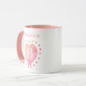 Mug Nom personnalisé Pointe initiale Pointe Coeur rose (Devant gauche)
