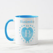 Mug Nom personnalisé Pointe Polka initiale Coeur bleu (Gauche)