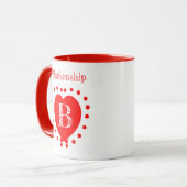 Mug Nom personnalisé Pointe Polka initiale Coeur rouge (Devant gauche)