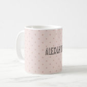 Mug Nom personnalisé points polka rose (Devant gauche)