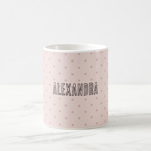 Mug Nom personnalisé points polka rose (Centre)