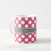 Mug Nom personnalisé Pois rose Motif (Devant gauche)