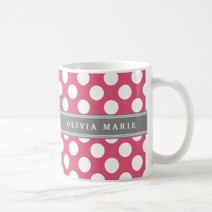 Mug Nom personnalisé Pois rose Motif