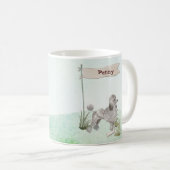 Mug Nom personnalisé Poodé gris chien animal (Devant droit)