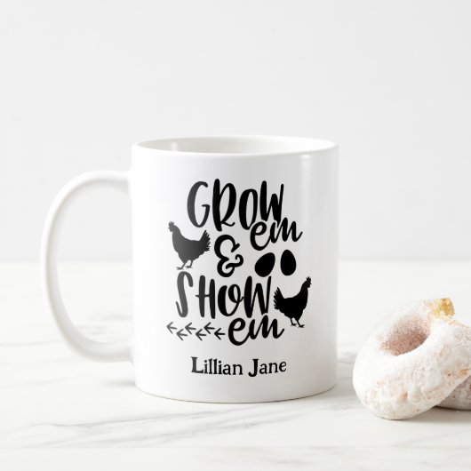 Mug Nom personnalisé pour poulets de concours (Avec donut)