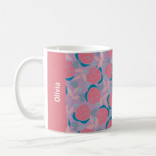 Mug Nom personnalisé protéine florale rose orange femi