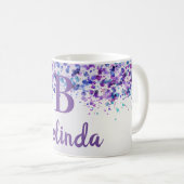Mug Nom personnalisé Purple Lavender Monogramme (Devant droit)