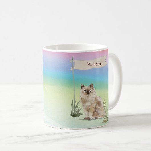 Mug Nom personnalisé Ragdoll Chat Pet (Devant droit)
