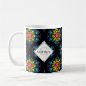 Mug Nom personnalisé Rainbow Floral Fountain Mid Mod O (Gauche)