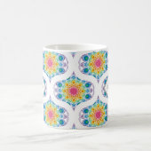 Mug Nom personnalisé Rainbow Floral Mandala Retro Ogee (Centre)