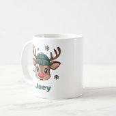 Mug Nom personnalisé Reindeer de Noël Beanie verte Bea (Devant gauche)