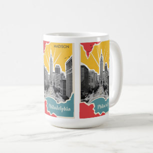 Mug Nom personnalisé Retro Philadelphie