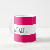 Mug Nom personnalisé rose chaud Personnalisé (Devant gauche)