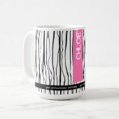 Mug Nom personnalisé rose et noir moderne (Devant gauche)