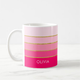 Mug Nom personnalisé rose vif et or