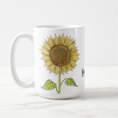 Mug Nom personnalisé rustique Aquarelle Tournesol (Gauche)