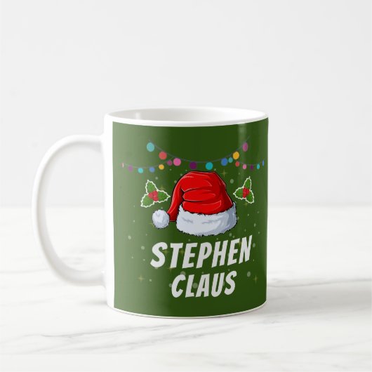 Mug Nom personnalisé Santa Hat Noël (Gauche)