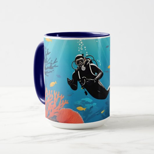 Mug Nom personnalisé Scuba Diver (Devant gauche)