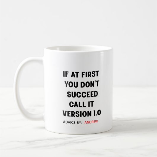 Mug Nom personnalisé "Si au début vous n'avez pas réus (Gauche)