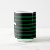 Mug Nom personnalisé simple rayé noir et vert foncé (Centre)