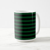 Mug Nom personnalisé simple rayé noir et vert foncé (Devant droit)