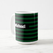 Mug Nom personnalisé simple rayé noir et vert foncé (Devant gauche)