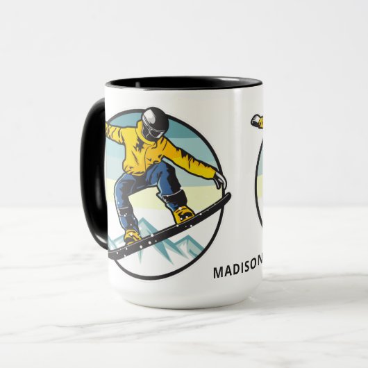 Mug Nom personnalisé SNOWBOARDER muettes (Devant gauche)