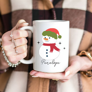 Mug Nom personnalisé Snowman cadeau de Noël pour elle