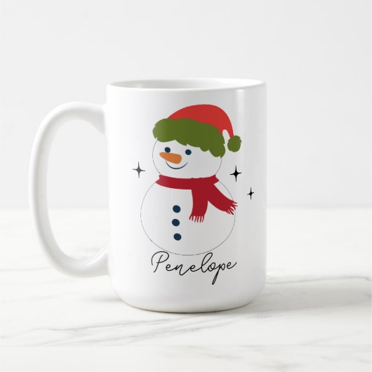 Mug Nom personnalisé Snowman cadeau de Noël pour elle (Gauche)