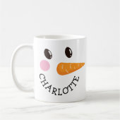 Mug Nom personnalisé Snowman Face Holiday Chocolat cha (Gauche)