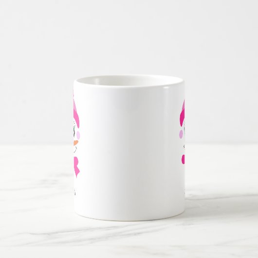 Mug Nom personnalisé Snowman Snowgirl Casquette rose e (Centre)