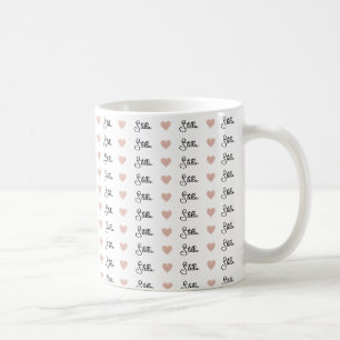 Mug Nom personnalisé Stella répété avec coeur rose
