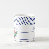 Mug Nom personnalisé | Sucre de canne & Bleu Stripes N (Centre)