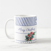 Mug Nom personnalisé | Sucre de canne & Bleu Stripes N (Gauche)