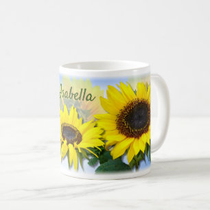 Mug Nom personnalisé Sunny Sunflower