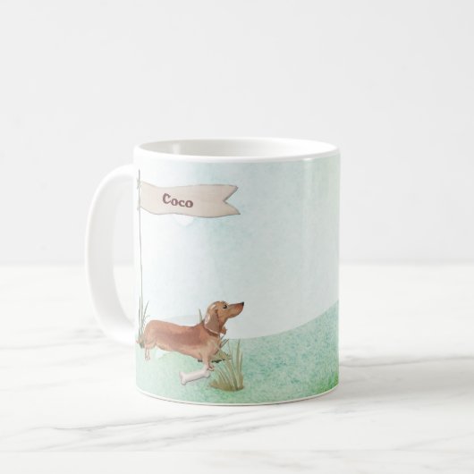 Mug Nom Personnalisé Tan Dachshund Animal Chien (Devant gauche)