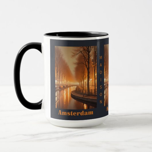 Mug Nom personnalisé / Texte Amsterdam (Gauche)