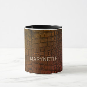 Mug Nom personnalisé Texte de l'alligator Brown Imprim