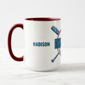 Mug Nom personnalisé, texte et couleur Baseball (Gauche)